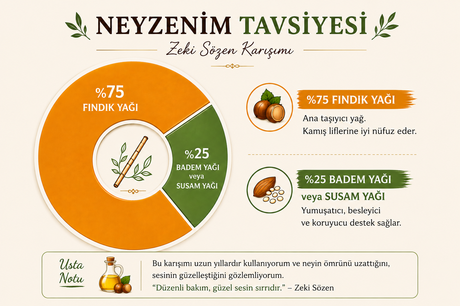 Ney bakım yağı karışımı grafiği - Neyzenim Tavsiyesi